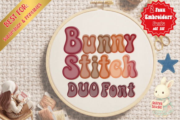 Bunny Stitch Duo: The Ultimate Faux Embroidery Font